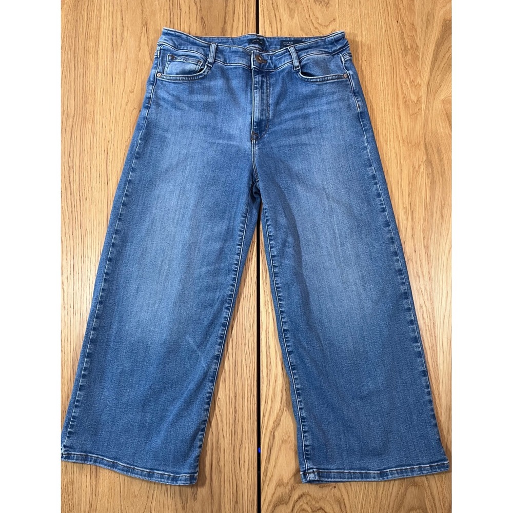 J.Jill Wide Leg Crop Jeans Womens 12 Medium Wash High Rise Denim Culottes